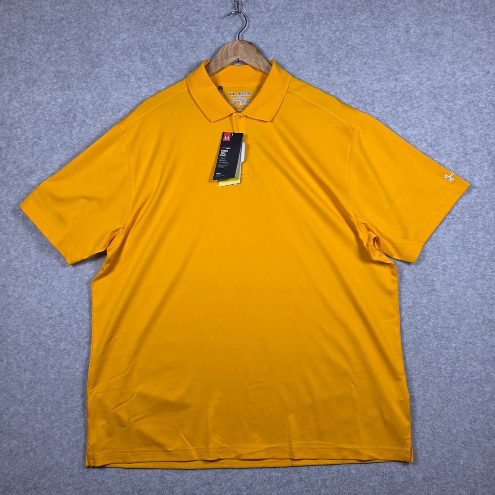 Under Armour Polo Shirt Mens Size 2XL Burnt Orange Heat Gear Loose Embroidered